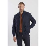 Lacivert Comfort Fit Kolej Yaka Çizgili Mont - 54