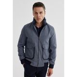 Lacivert Comfort Fit Kürklü Yaka Yünlü Mont - 56