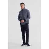 Lacivert Comfort Fit Kürklü yaka Yünlü Mont