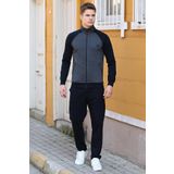 Lacivert Dik Yaka Çift Renk Rahat Form Klasik Paça Erkek Eşofman Takımı - 85113 | XL