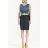 Lacivert Düğmeli ve Taşlı Denim Etek 80521 - 01L-Lacivert - 40