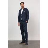 Lacivert Düz Desen Keten Mono Yaka 6 Drop Slim Fit %100 Keten Takım Elbise 1001260164