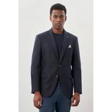 Lacivert Düz Gabardin Mono Yaka 2 Düğme Esnek 6 Drop Comfort Fit Casual Ceket 1002245165