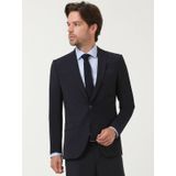 Lacivert Düz Slim Fit Yün Karışımlı Takım Elbise