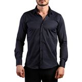Lacivert Ekstra Dar Kesim Likralı Esnek Micro Kumaş Kol Düğmeli Slim Fit Erkek Gömlek - 195-12