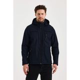 Lacivert Erkek %100 Su Geçirmez Içi Polarlı Iç Çepli Çıkartılabilir Kapüşonlu Softshell Mont&kaban - 2XL