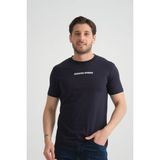 Lacivert Erkek Bisiklet Yaka Tişört Premium Pamuklu Yüksek Kalite Regular Fit - 2XL