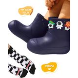 Lacivert Erkek Çocuk Yağmur Botu & Çorap Set