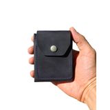 Lacivert Erkek Cüzdan Hakiki Deri El Yapımı Nakit Bölmeli Kartlık | Minimal Boyut / Çıtçıtlı Kapama
