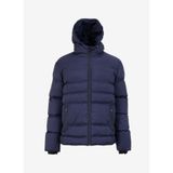 Lacivert Erkek Kapüşon Yaka Standart Fit Blok Desenli Puffer Mont C4WM-MNT4035