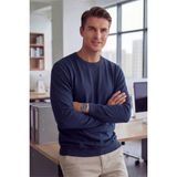 Lacivert Erkek Selanik Kumaş Sıfır Yaka Sweatshirt Rahat Kalıp Kol Etek Lastikli - XL
