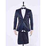 Lacivert Erkek Slim Fit Jakarlı Sivri Yaka Takım Elbise - 30177