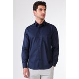 Lacivert Erkek Slim Fit Klasik Yaka Uzun Kol Gömlek - 38
