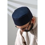 Lacivert Fileli Kumaş Kalıp Namaz Takkesi Lacivert 58 - Çok Renkli