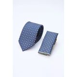 Lacivert-Gri Desenli 7 Cm Kravat 1090260126