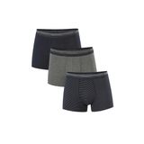 Lacivert Gri Pamuklu Likralı 3'lü Erkek Boxer