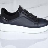 Lacivert Hakiki Deri Erkek Sneaker Ayakkabı | Beyaz Taban – Rahat Kalıp – Günlük & Spor Şıklık