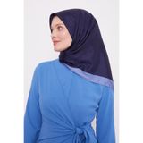 Lacivert Halka Desen Monogram Eşarp