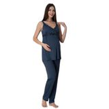Lacivert Hamile Lohusa Emzirme Özellikli Askılı Pijama Takımı 9032, M, S9032EF-19804IGP27192887