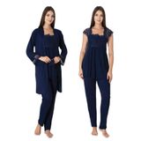 Lacivert Hamile Lohusa Sabahlıklı Pijama Takımı Effort, L, EF2301-19804IGP27194141