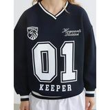Lacivert Harry Potter Baskılı Kadın Kalın Sweatshirt