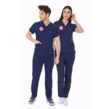 LACİVERT HEMŞİRE FORMASI LİKRALI SCRUBS TAKIM (PATRIOT BLUE)