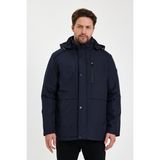 Lacivert Içi Kalın Kürklü Çıkartılabilir Kapüşonlu Rüzgar ve Su Geçirmez Mont&kaban - 3XL