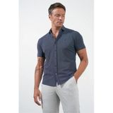 Lacivert İtalyan Yaka Kısa Kol Cepsiz Slim Fit Esnek Gömlek 1004260159