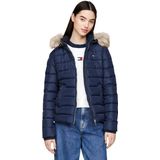 Lacivert Kadın Dik Yaka Standart Kalıp Puffer Mont TJW BASIC HOODED DOWN JACKET EXT