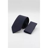 Lacivert-Kahverengi Desenli 7 Cm Kravat 1090260114