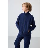 Lacivert Kalın Yumuşak Dokulu Standart Fit Nakışlı Polar Erkek Çocuk Sweatshirt - 11223