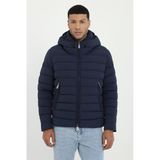 Lacivert Kapitone Slim Fit Erkek Mont