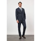 Lacivert Kılıç Yaka Kendinden Desenli 6 Drop Slim Fit Esnek Takım Elbise 1001260159