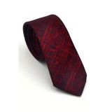 Lacivert Kırcıl Desenli Bordo Dokuma Kumaş Mendilli Slim Fit Kravat // Sdk-2610-4