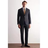 Lacivert Kırlangıç Yaka Çizgili 6 Drop Slim Fit Tam Astar Esnek Takım Elbise 1001255166