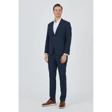 Lacivert Kırlangıç Yaka Çizgili Beli Lastikli 6 Drop Slim Fit Esnek Takım Elbise 1001250100