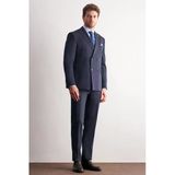 Lacivert Kırlangıç Yaka Kruvaze 6 Drop Slim Fit Tam Astar Esnek Takım Elbise 1001255158