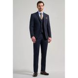 Lacivert Kırlangıç Yaka Yelekli 6 Drop Slim Fit Tam Astar Esnek Takım Elbise 1001250156