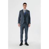 Lacivert Kırlangıç Yaka Yelekli 6 Drop Slim Fit Tam Astar Takım Elbise 1001240157