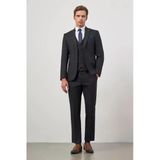 Lacivert Kırlangıç Yaka Yelekli 6 Drop Slim Fit Tam Astar Yünlü Takım Elbise 1001245156