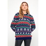 Lacivert-Kırmızı Kadın Christmas Yılbaşı KAZAĞI-KDNCRS001R03M