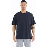 Lacivert Kol Arma Detaylı Basic Oversize Erkek T-Shirt - 88193