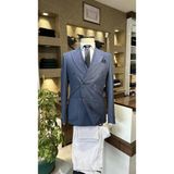 Lacivert Kruvaze Slim Fit Erkek Ceket (Astarsız) - 58