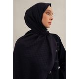 Lacivert Link Desen Bambu Cotton Şal 02