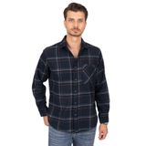 Lacivert Mavi Çizgili Oversize Oduncu Hediye Kutulu Erkek Gömlek M
