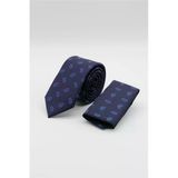 Lacivert-Mavi Desenli 6 Cm Kravat 1090255120