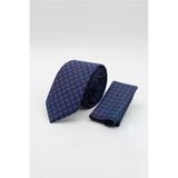 Lacivert-Mavi Desenli 7 Cm Kravat 1090260116