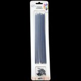 Lacivert Metalik İnce Uzun Pasta Mum 20 cm * 6 Adet