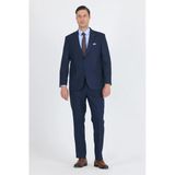Lacivert Mono Yaka Çizgili 4 Drop Comfort Fit Tam Astar Esnek Takım Elbise 1001250178