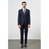 Lacivert Mono Yaka Çizgili 6 Drop Slim Fit Tam Astar Esnek Takım Elbise 1001245102